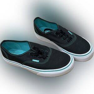 Kids Vans Black Teal Lace-Up Sneakers Youth Size 4